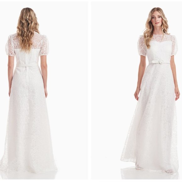 KAY UNGER WHITE WYNONNA ILLUSIONS LACE WHITE GOWN sz 8 - Picture 1 of 4